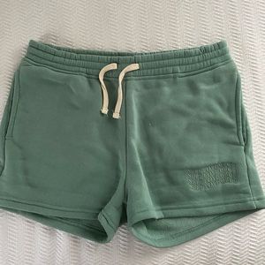 Sage green sweatpant shorts